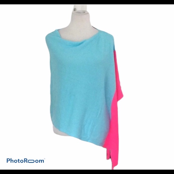 Lilly Pulitzer Sweaters - Lilly Pulitzer Wrap Poncho Cape Hot Pink /Blue